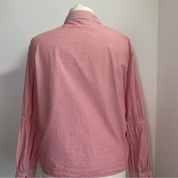 Primark Western Stripe Shirt Red & White Long Sleeve Button-Down Embroidery UK14 - Picture 7 of 13